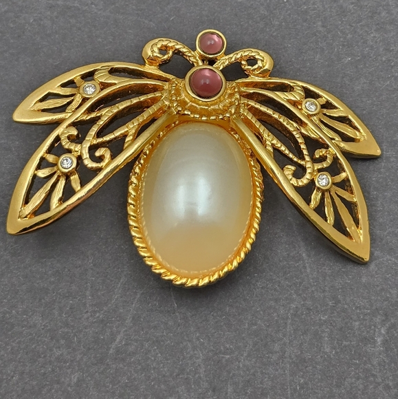 Avon Jewelry - Avon Gold and Pearl Insect Brooch